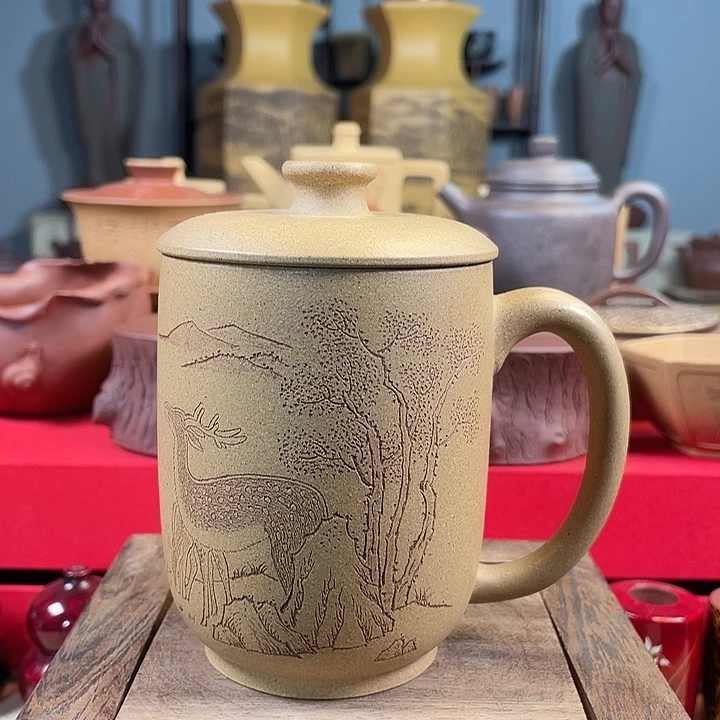 茶杯紫砂一鹿有你盖杯微瑕