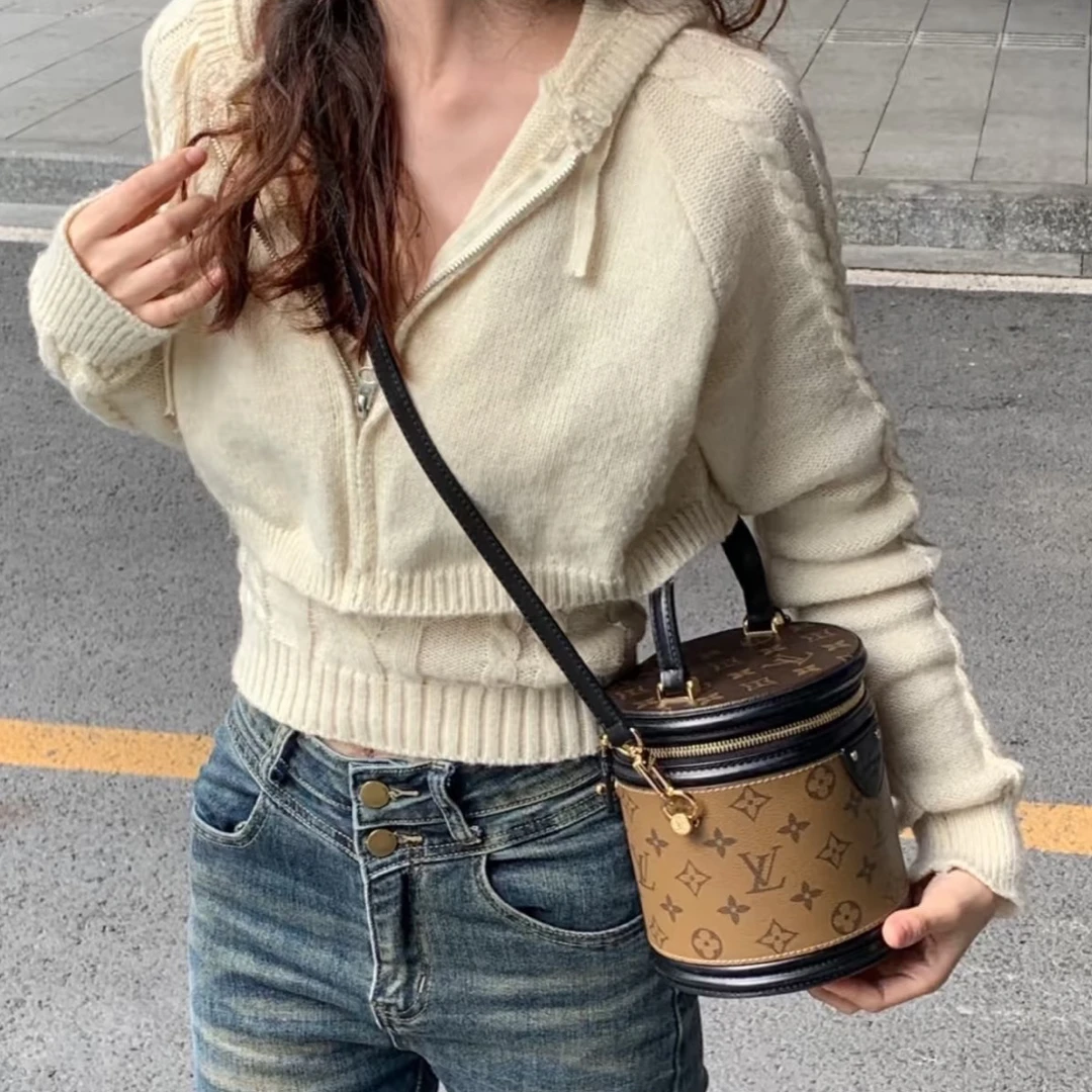 99新 LouisVuitton/路易威登  发财桶老花pvc单肩包 芯片款/23971