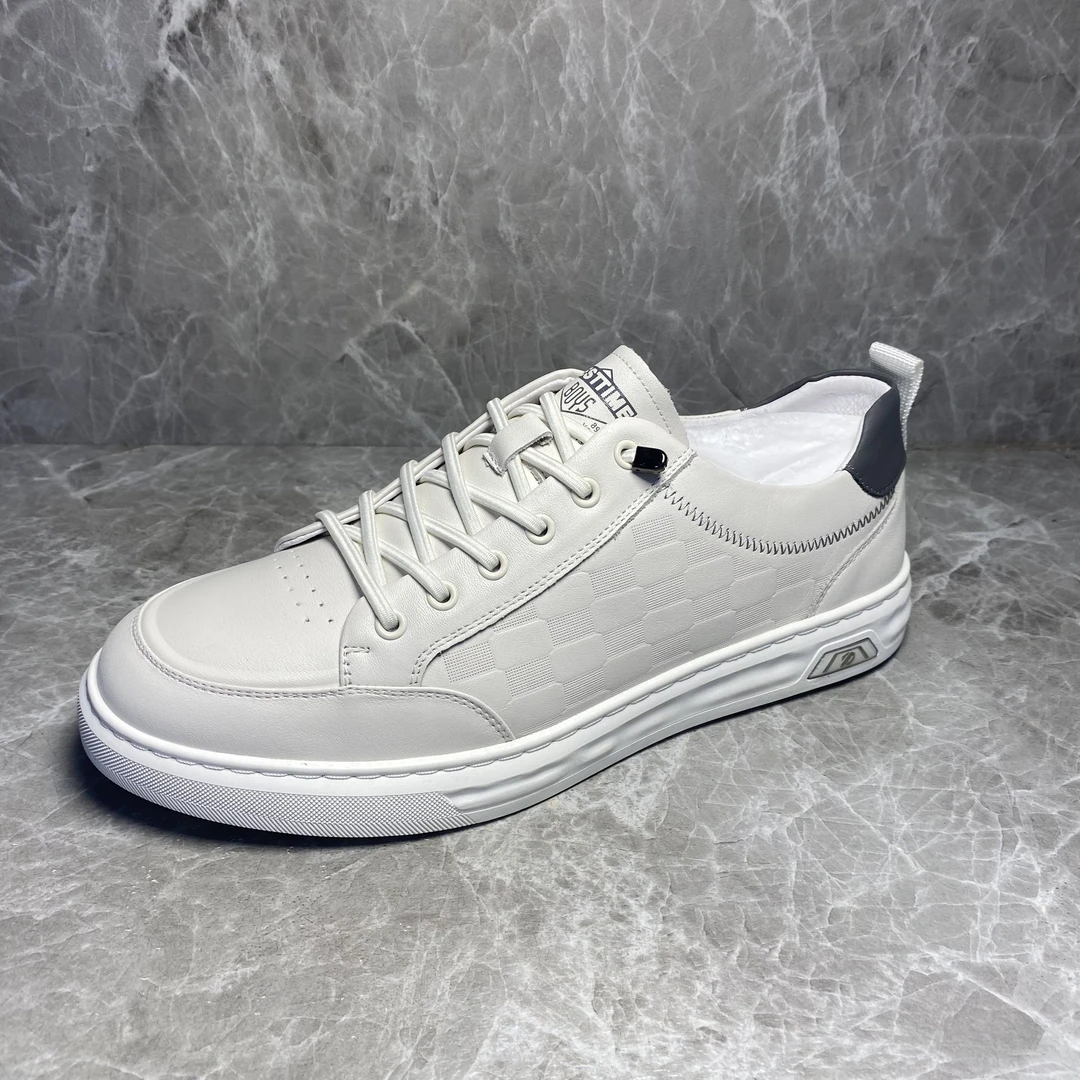 新款男士板鞋皮鞋牛皮606319360白色