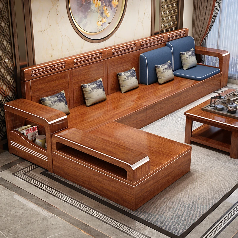 新中式2025款胡桃木实木沙发小户型新款客厅储物木质沙发客厅简约