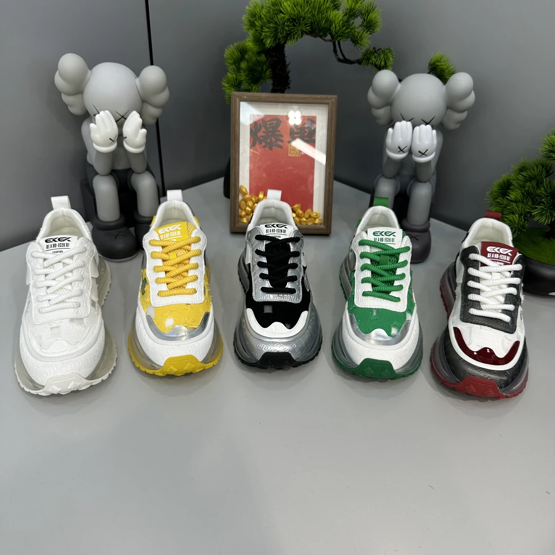 88-871【皮鞋码】夏季新款皮网拼接撞色百搭潮流男士时尚休闲潮鞋款