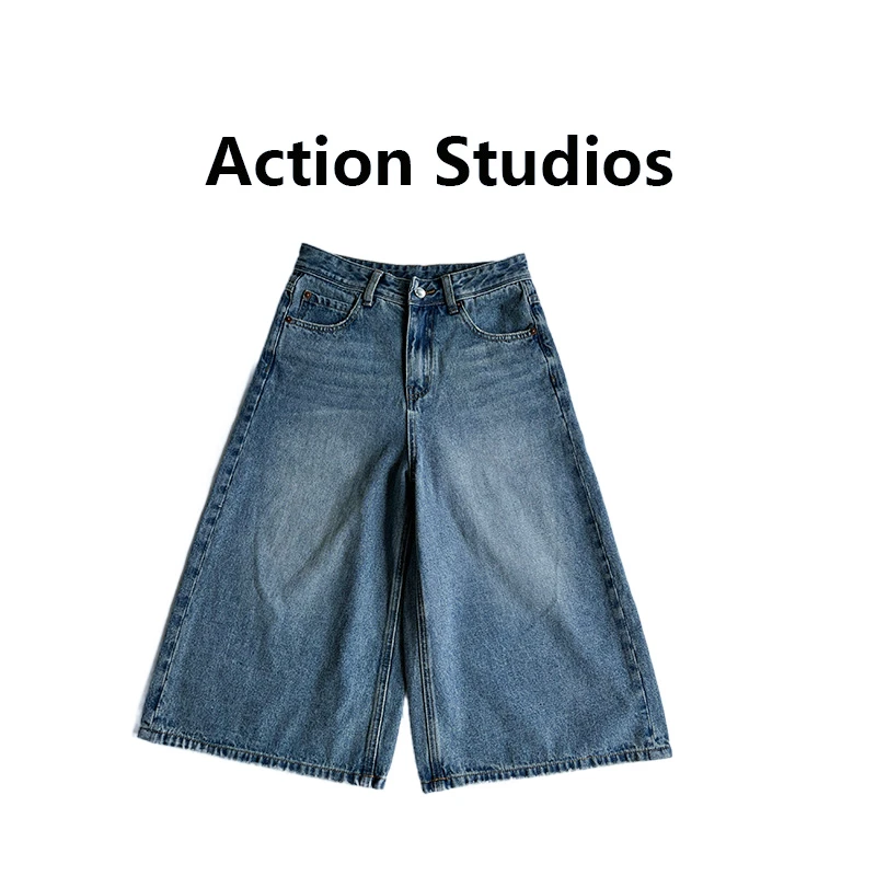 Action Studios【安和桥】大大推荐洗蓝宽松牛仔七分裤ACC676