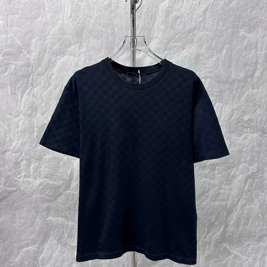 未使用 LouisVuitton/路易威登 FW24字母刺绣棋盘格短袖L码D10474