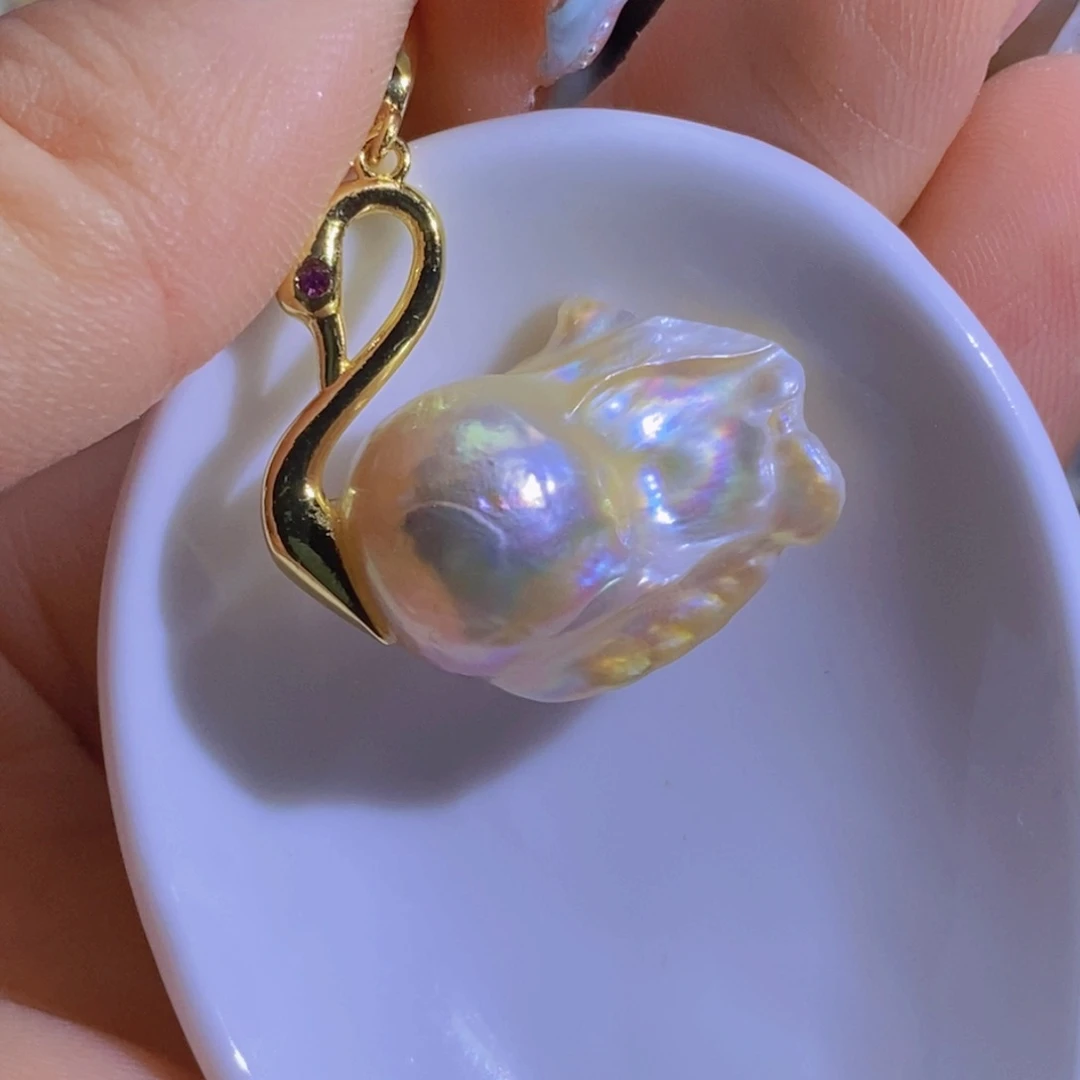 银S925镶嵌淡水珍珠微瑕