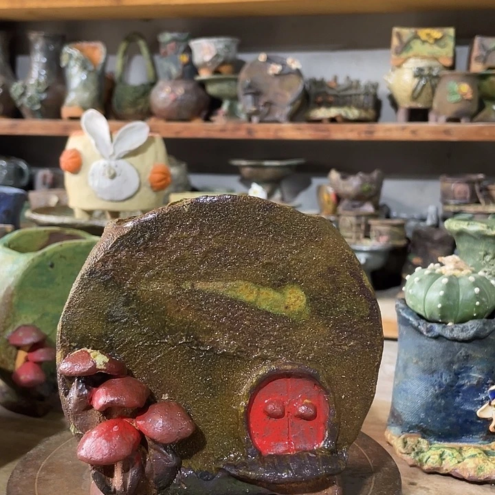 手工高温釉下粗陶