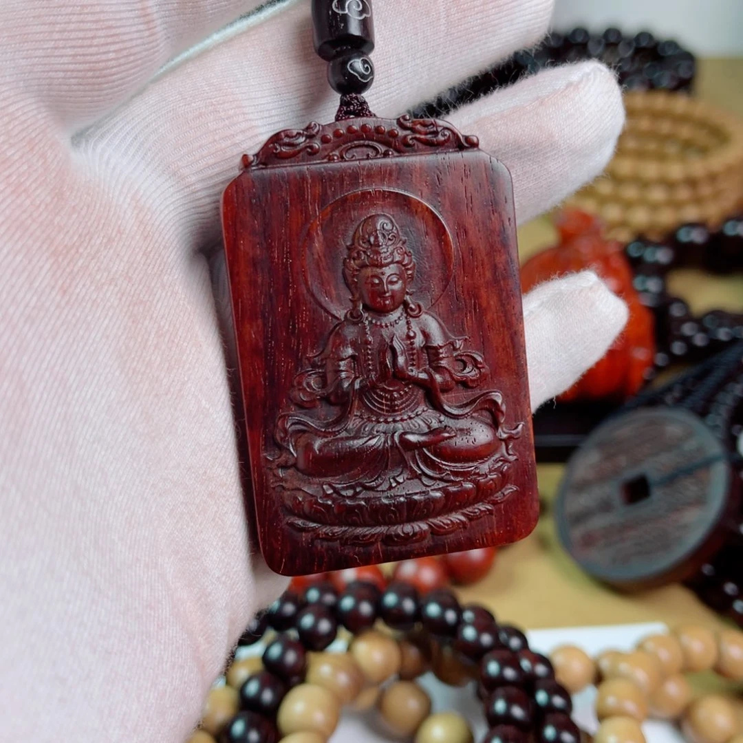 小叶紫檀吊坠461观音佛牌满金星