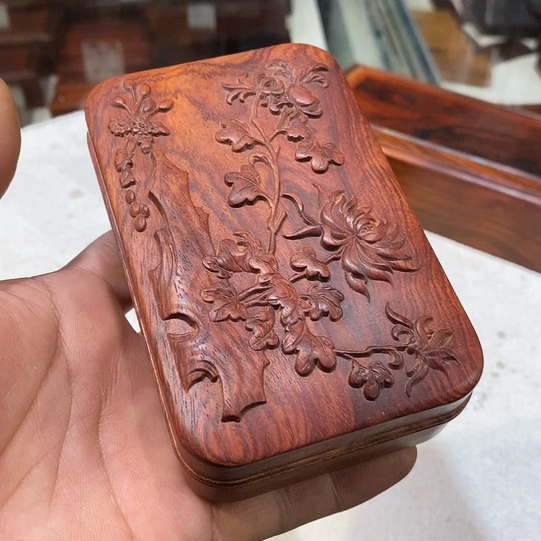 大果紫檀（缅甸花梨）整料掏空盒11.5/7.5/3.8