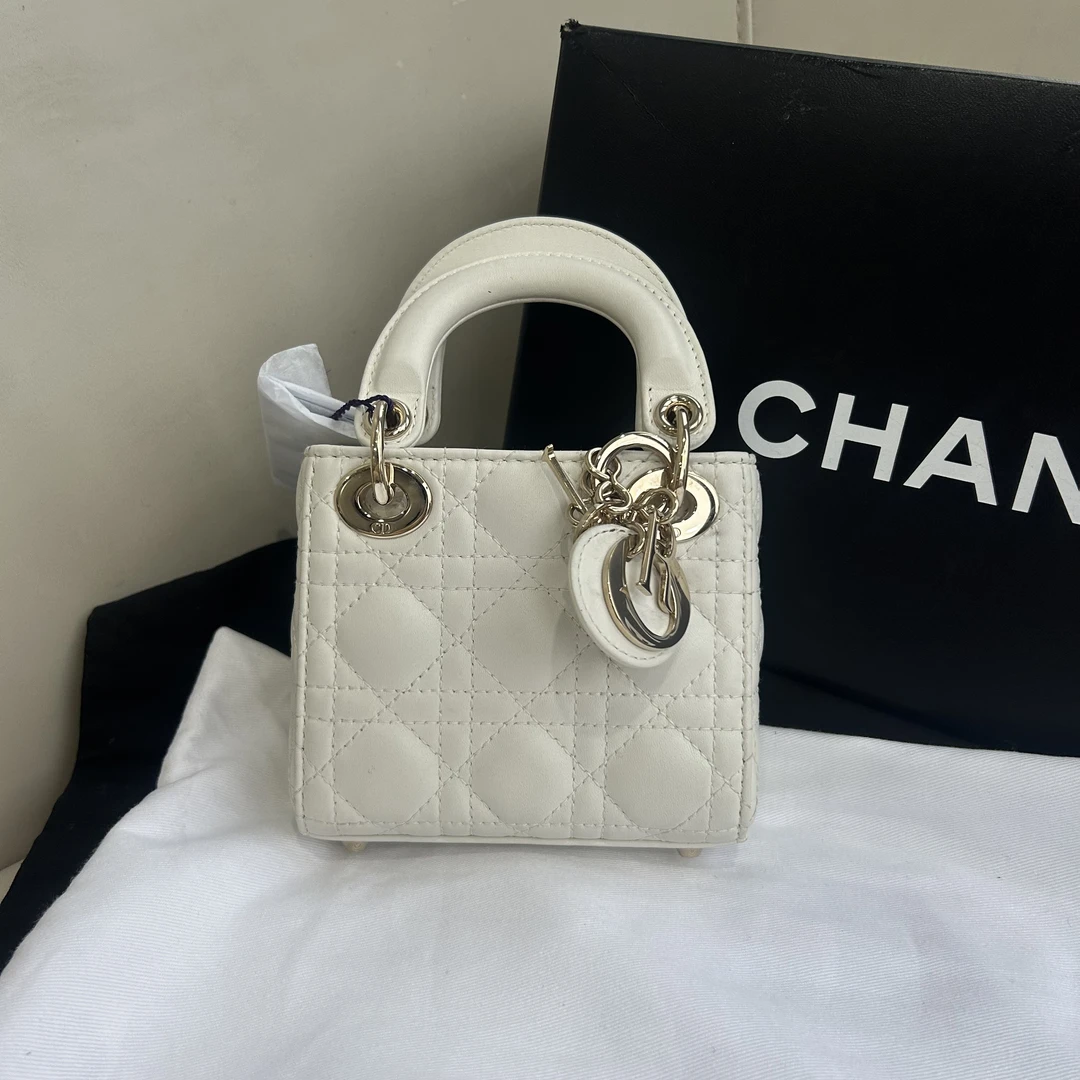 99新 DIOR/迪奥 超迷你白金三格戴妃DZ1852F20109