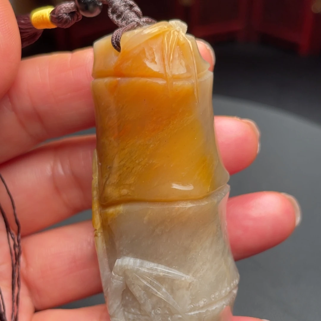 华***极田黄石田黄石手把件挂件