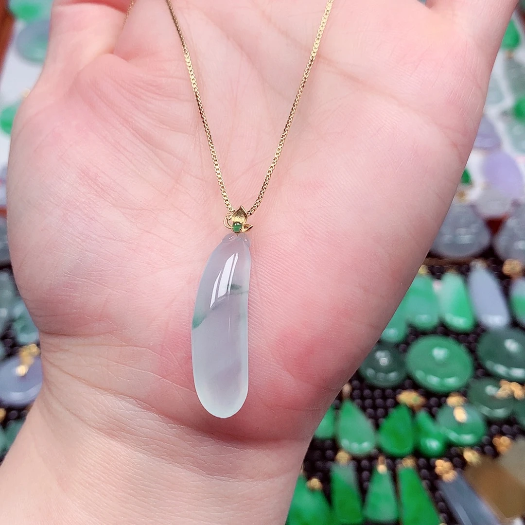 吊坠(不含链)18K金镶嵌翡翠天然翡翠A货