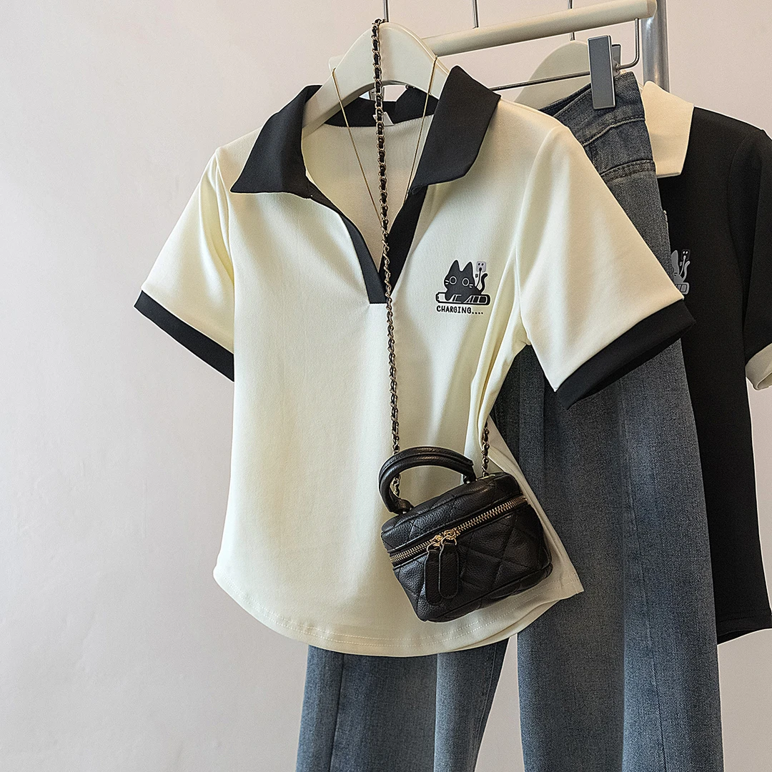 微胖妹妹大码女装2025夏季新款短袖t恤宽松遮肚子显瘦v领上衣女