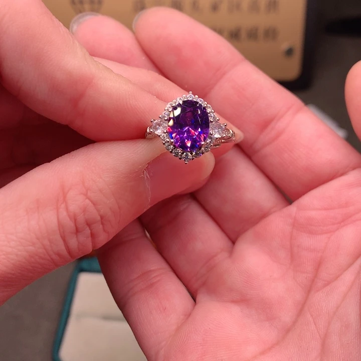 彩色蓝宝石戒指银S925镶嵌