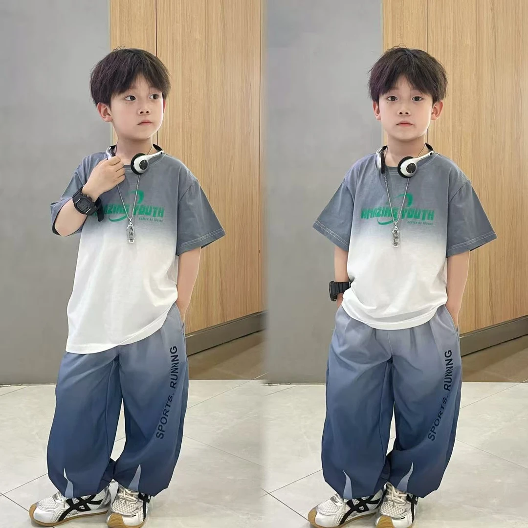男童夏装薄款套装2025新款夏季中大童宽松运动夏款男孩帅气时髦潮