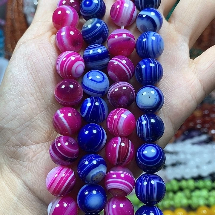 玛瑙/玉髓未镶嵌珠宝半成品放漏：缠丝玛瑙卡12mm（2条）