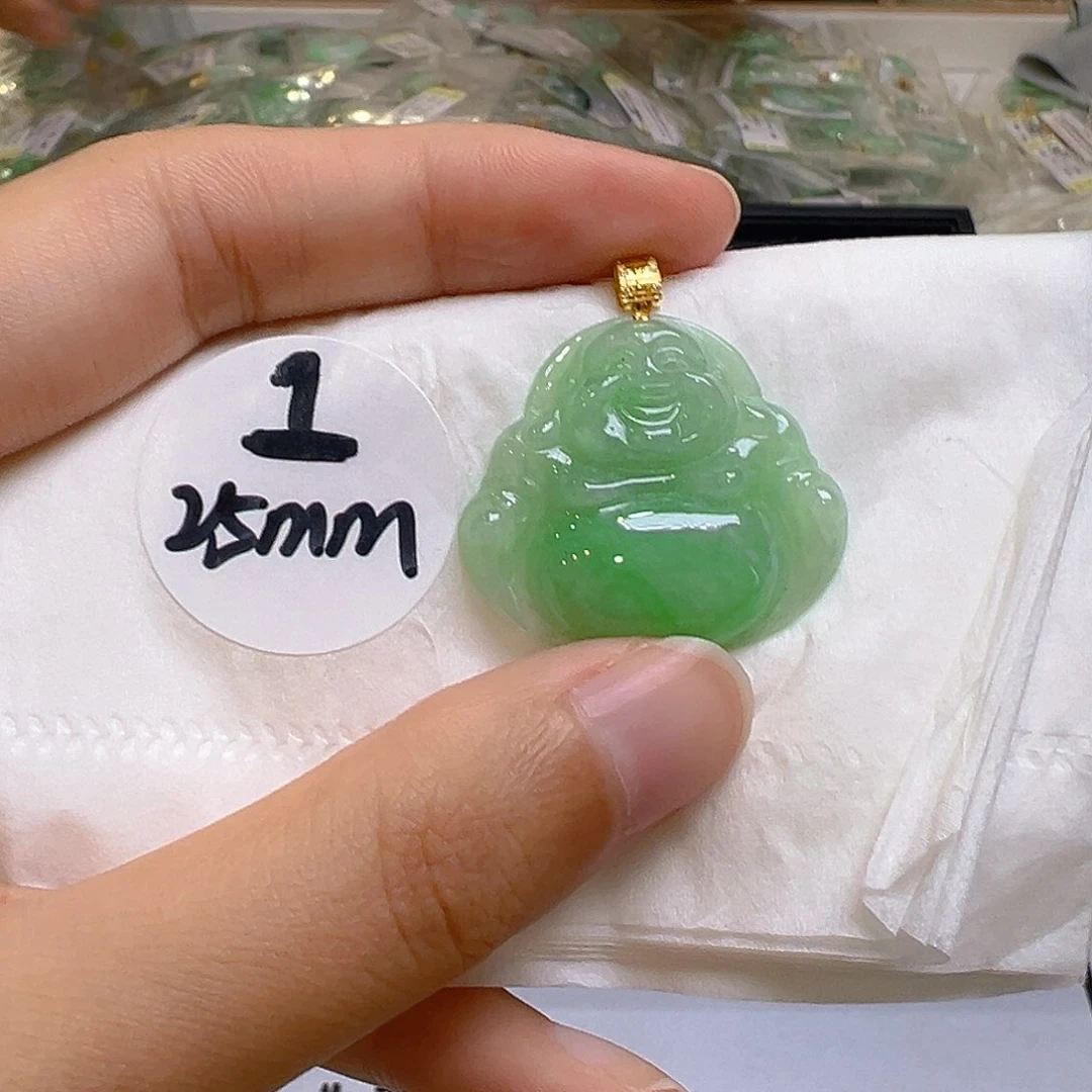 翡翠18K金镶嵌吊坠(不含链)翡翠