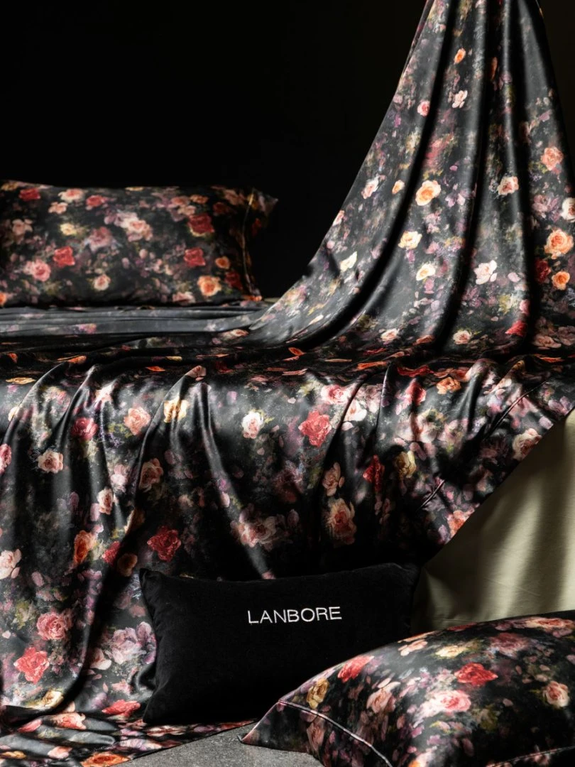 老宋精选-高奢真丝系列【夜光玫瑰】天丝棉印花工艺 四件套-1774