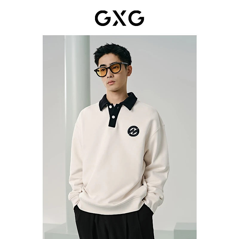 GXG男装 多色撞色设计翻领卫衣男士秋季新品#GFD13104291