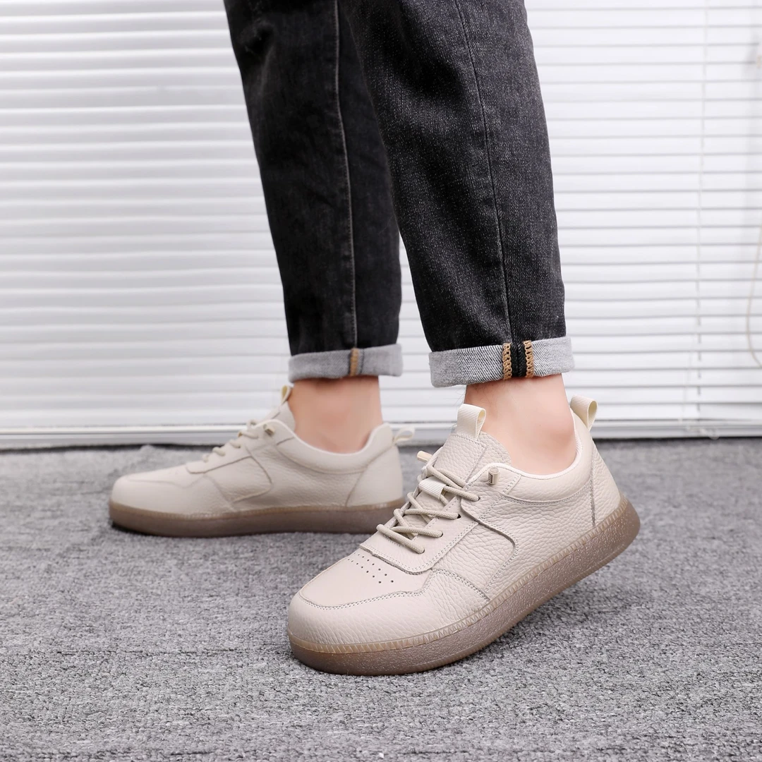 2025秋季新款男士透气平底头层牛皮真皮舒适百搭德训鞋休闲男皮鞋