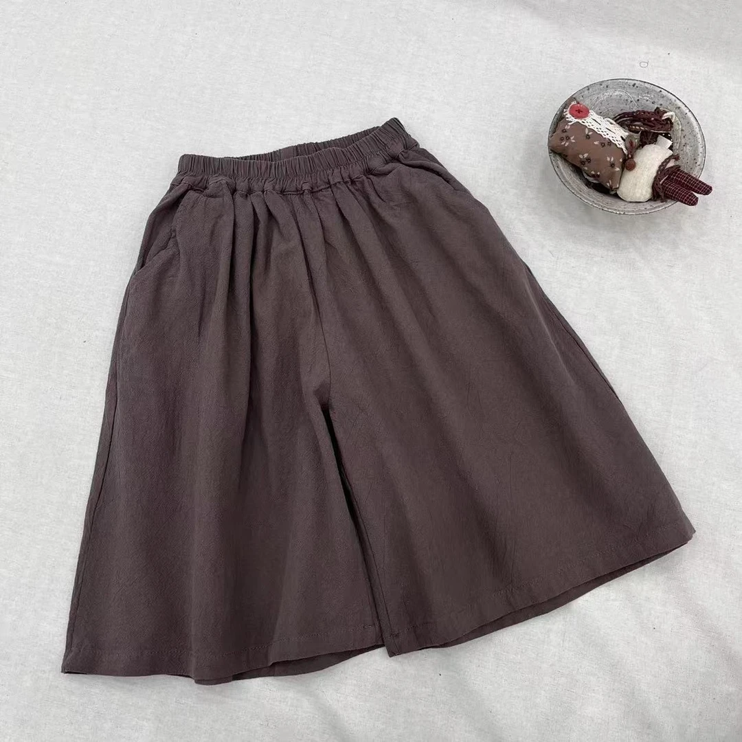 LUCK童装2025夏款儿童灰紫色七分过膝裤多色休闲短裤sy3248