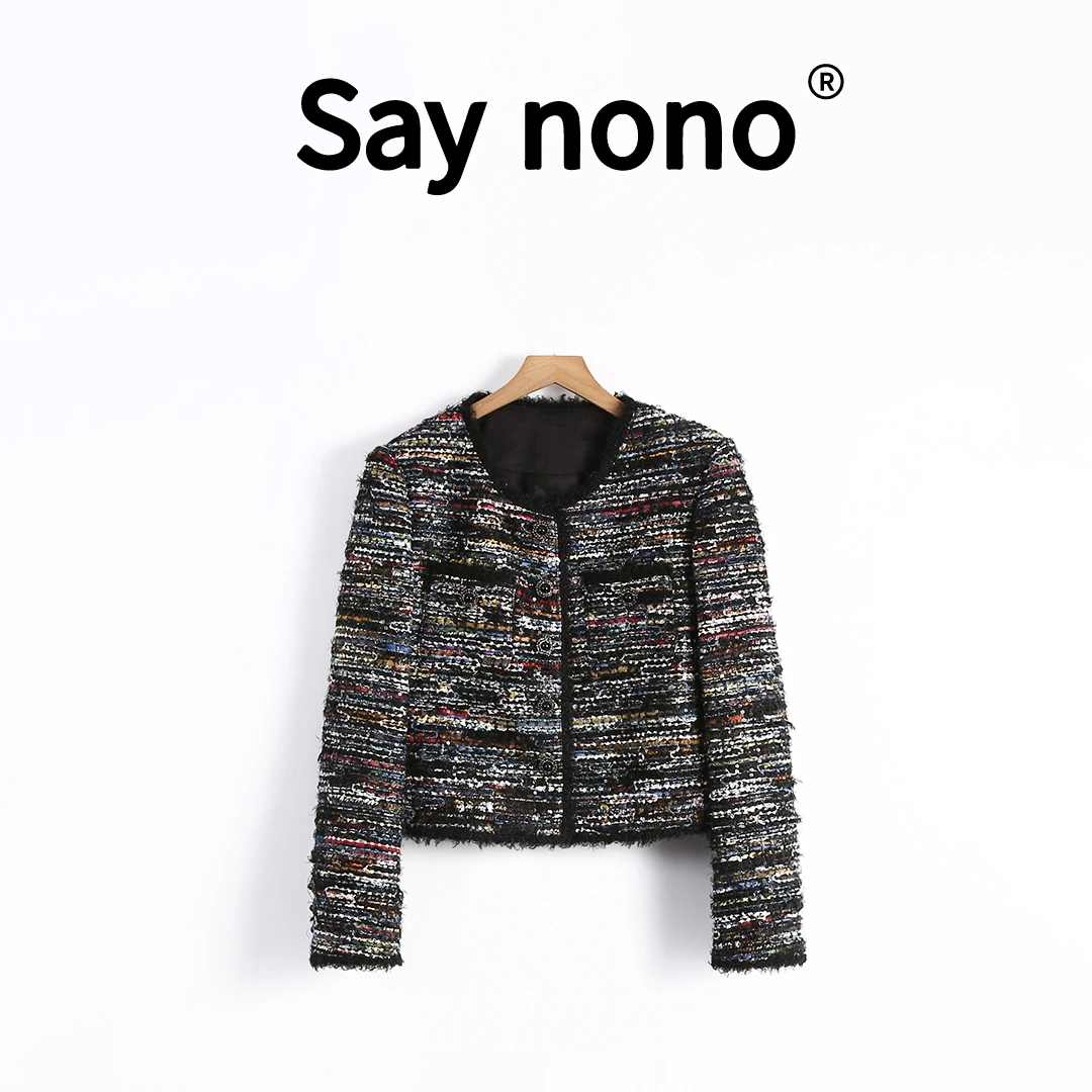 懒猫nono│Saynono 彩色羊毛毛线特种刺绣短款外套 /BLXF599576