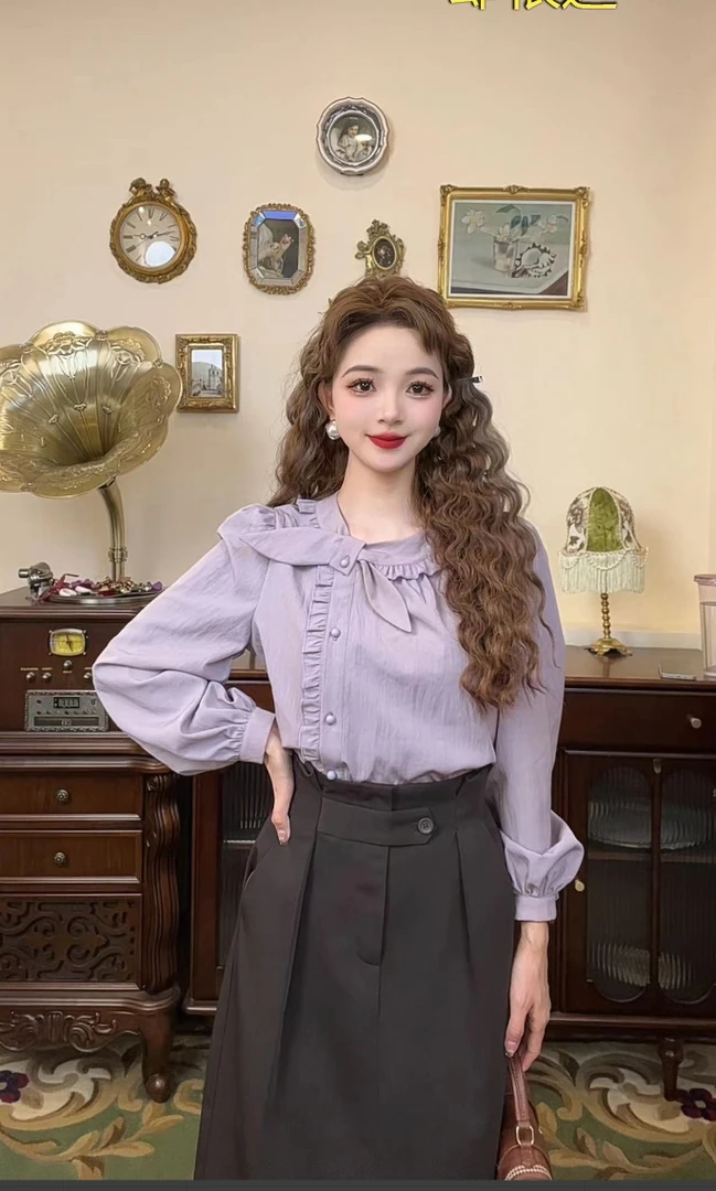 【十一港风】复古减龄温柔百搭衬衫Y4040