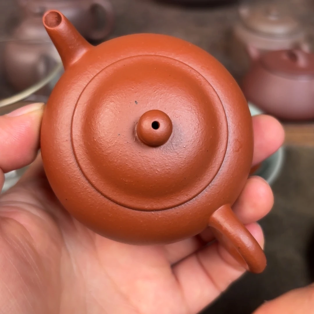 茶壶紫砂小品朱泥扁玉