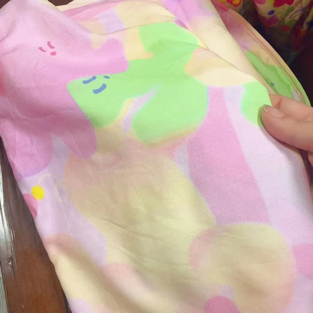 粉色音乐棉绸夏凉被人造棉薄被子棉绸儿童盖毯 （无芯）