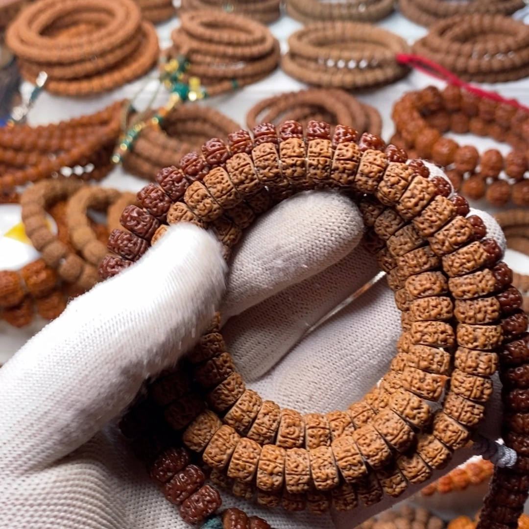 金刚菩提手串精工龙切～五瓣药片老树王，尺寸10