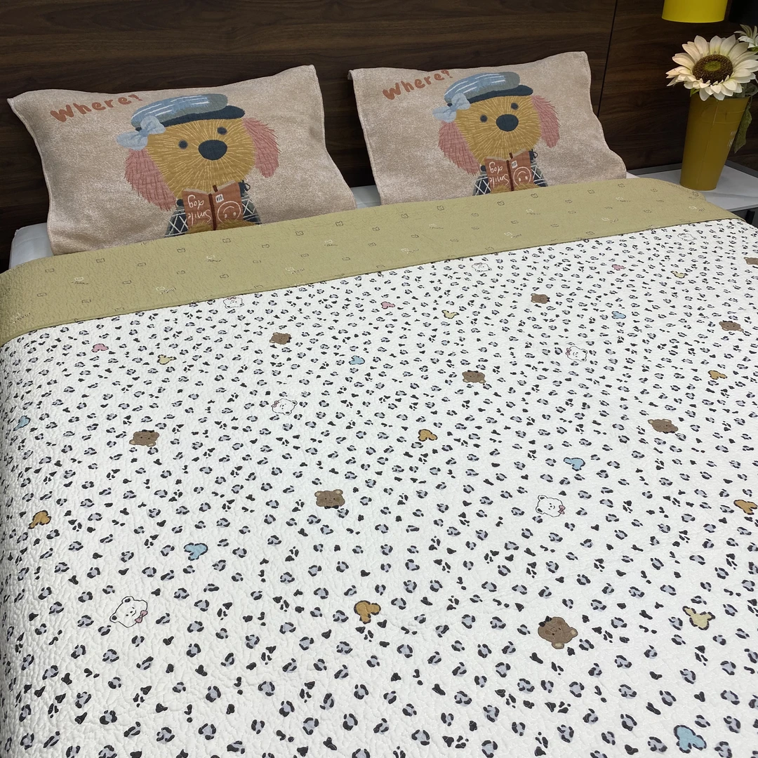 【羽鸿严选】小清新 双面全棉 酵素砂洗 棉花床盖 印花夹棉绗缝