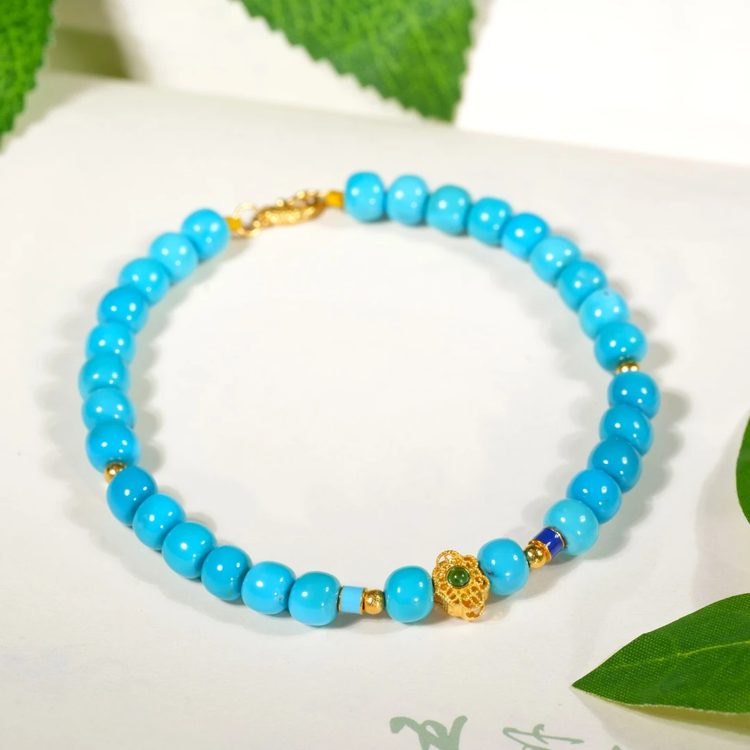 【婧婧精选】臻品 · 绿松石老型18K金手链 约5MM+ 多样性发时尚百搭