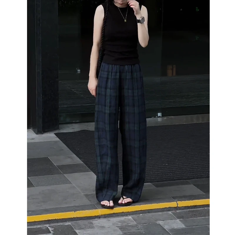 清冷系禅意休闲裤夏季薄款微胖女生加宽加大老钱风松弛感阔腿裤子