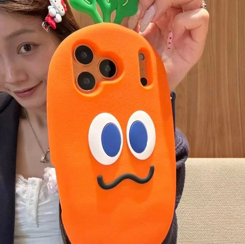 趣味立体胡萝卜硅胶壳适用于iPhone16promax手机壳15少女14可爱13