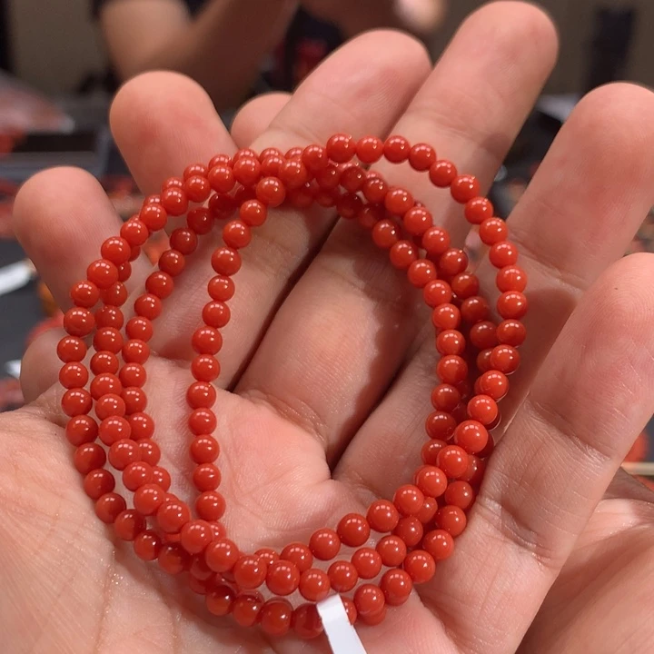 ****南红玛瑙未镶嵌多圈官坡锦红4mm