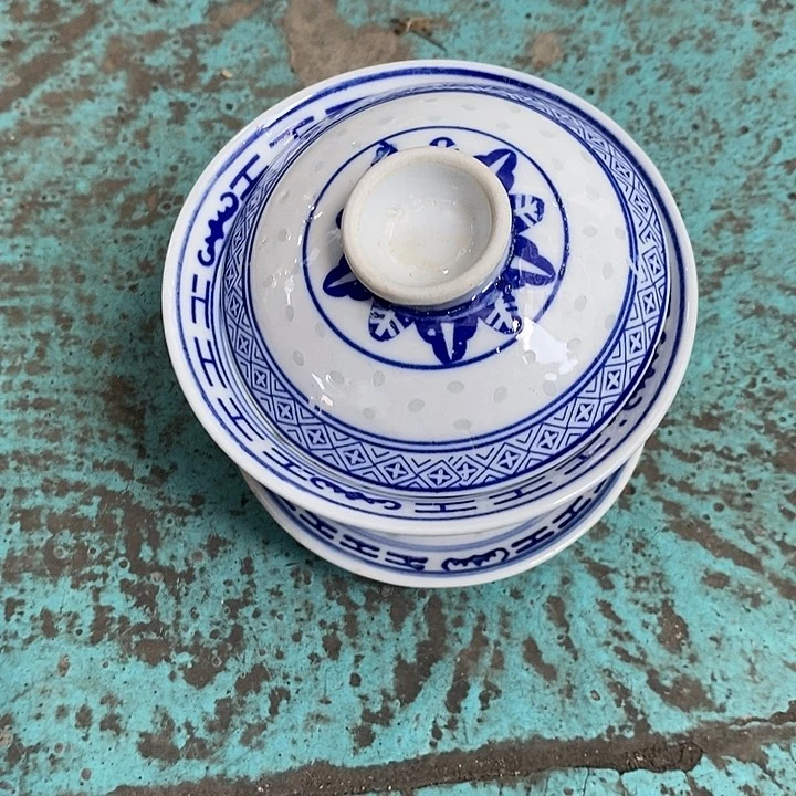 摆件小兰花三才盖碗