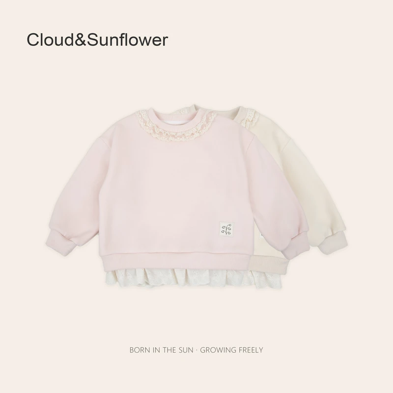 儿童蕾丝花边洋气贴布加绒休闲卫衣660397