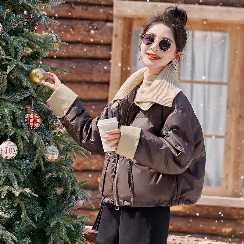 2025冬季新款羽绒棉服女小个子针织领棉袄超好看加厚保暖棉衣外套