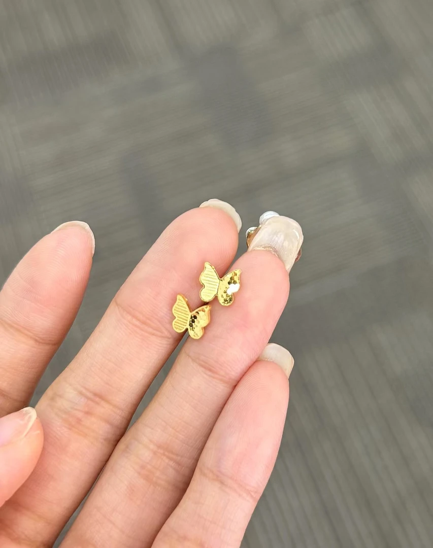 足金999 AB蝴蝶弯钩耳钉