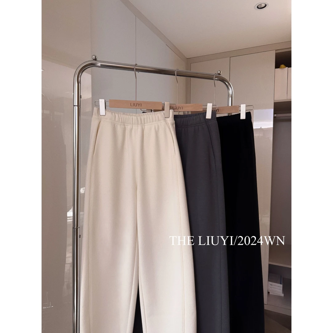 【LIUYI】牛乳裤~冬季加绒加厚直筒休闲裤 412149