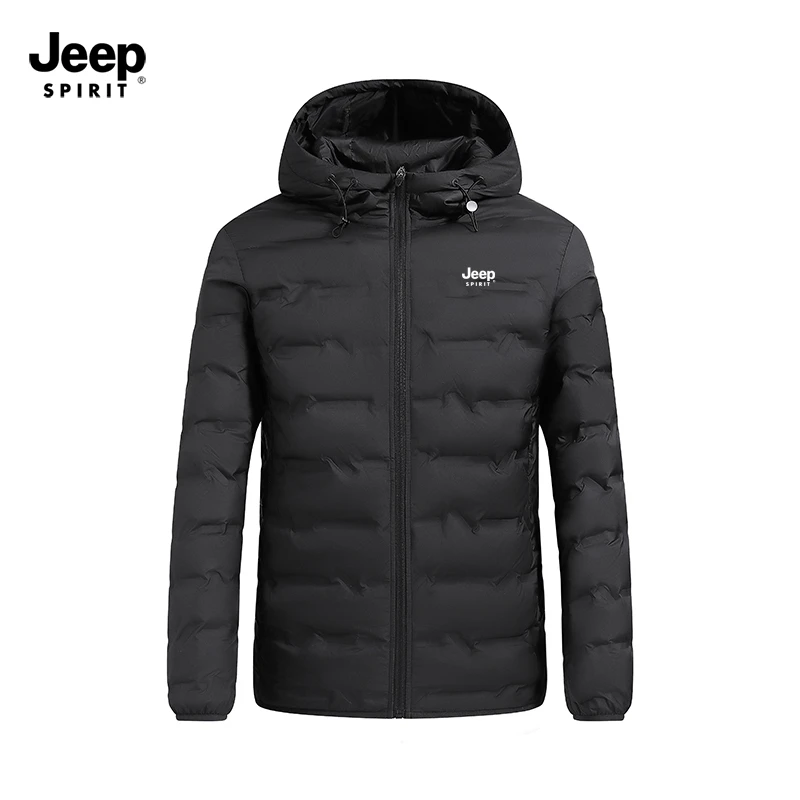 JEEPSPIRIT吉普高档轻暖羽绒服秋冬连帽大码户外男款立领保暖外套