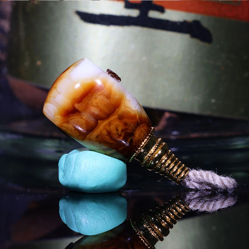 11m沁色三通天然原矿一物一图特色佛头分体蜜蜡三通配饰z70