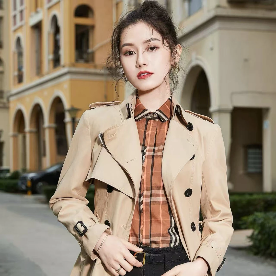 【春秋战甲】秋季春秋短款纯色上衣百搭女千金风翻领风衣外套