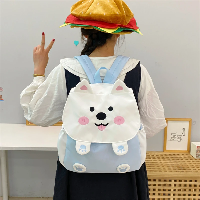 吉吉向上原创大容量刺绣小狗立体西高地双肩包精致百搭甜妹高颜值