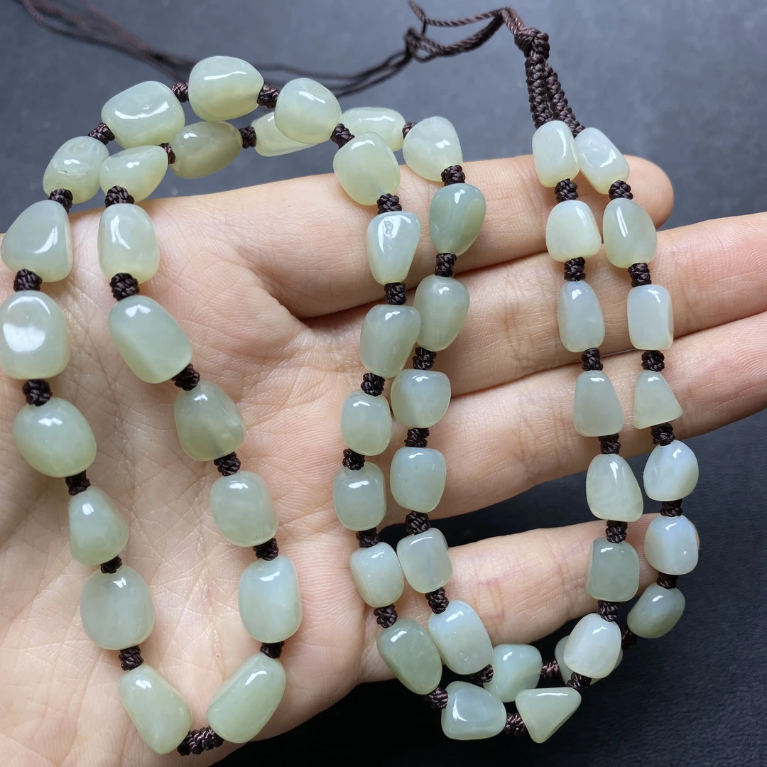 和田玉青白手编随行玉石链子百搭款 多样性发其一