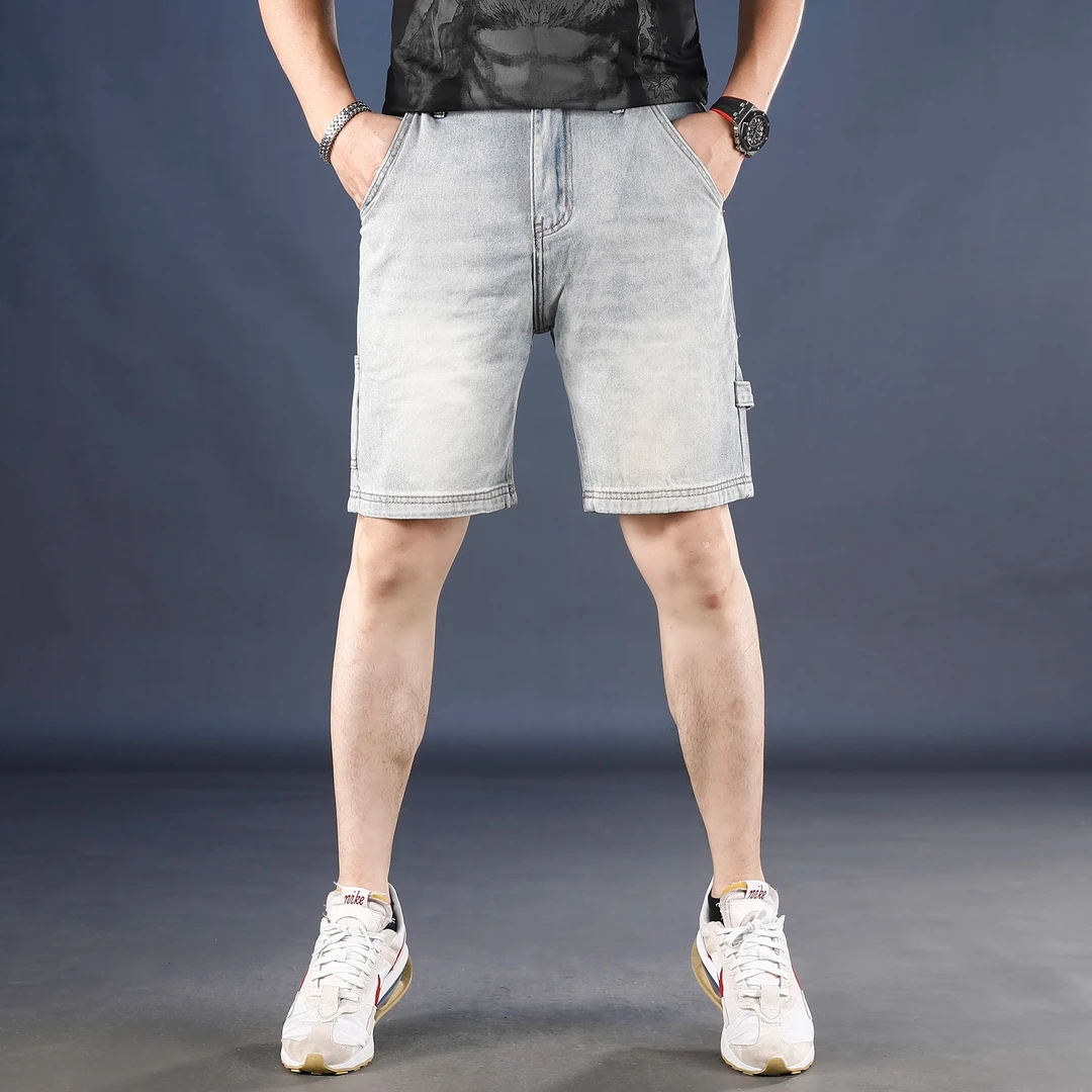 复古男士牛仔短裤男款爆款2025新款夏季薄款修身直筒休闲五分裤男