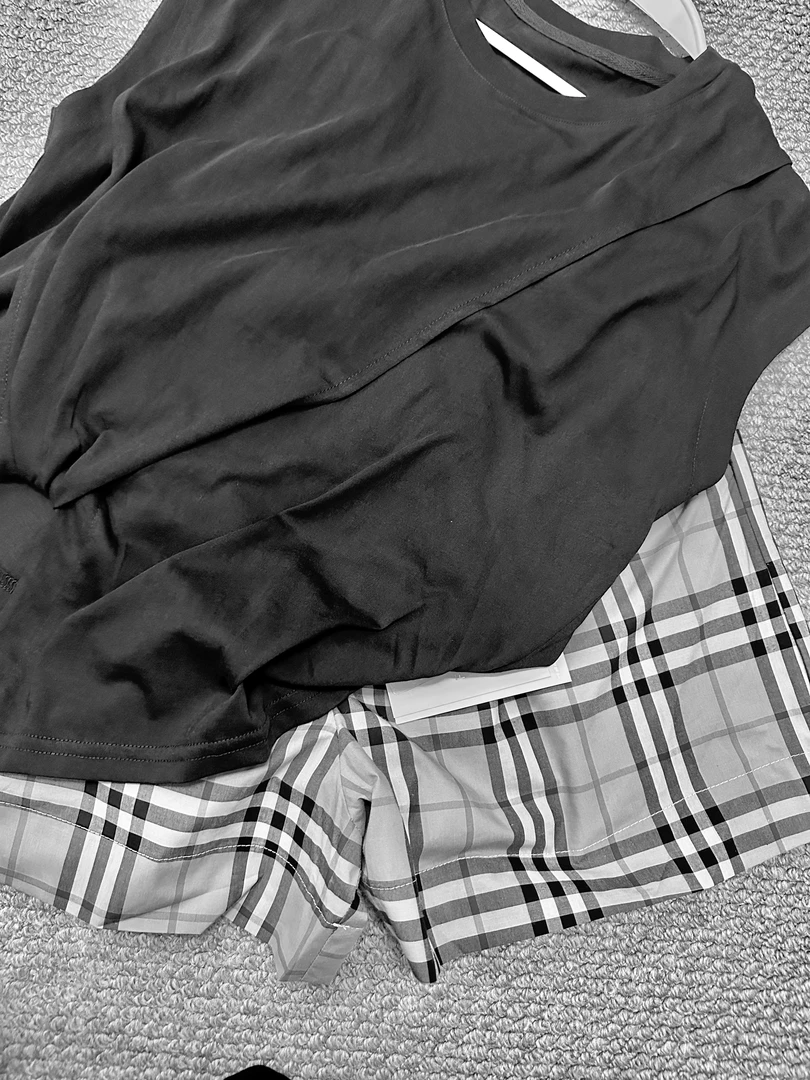 Miss huo 设计感短袖套装 A 黑色 6172