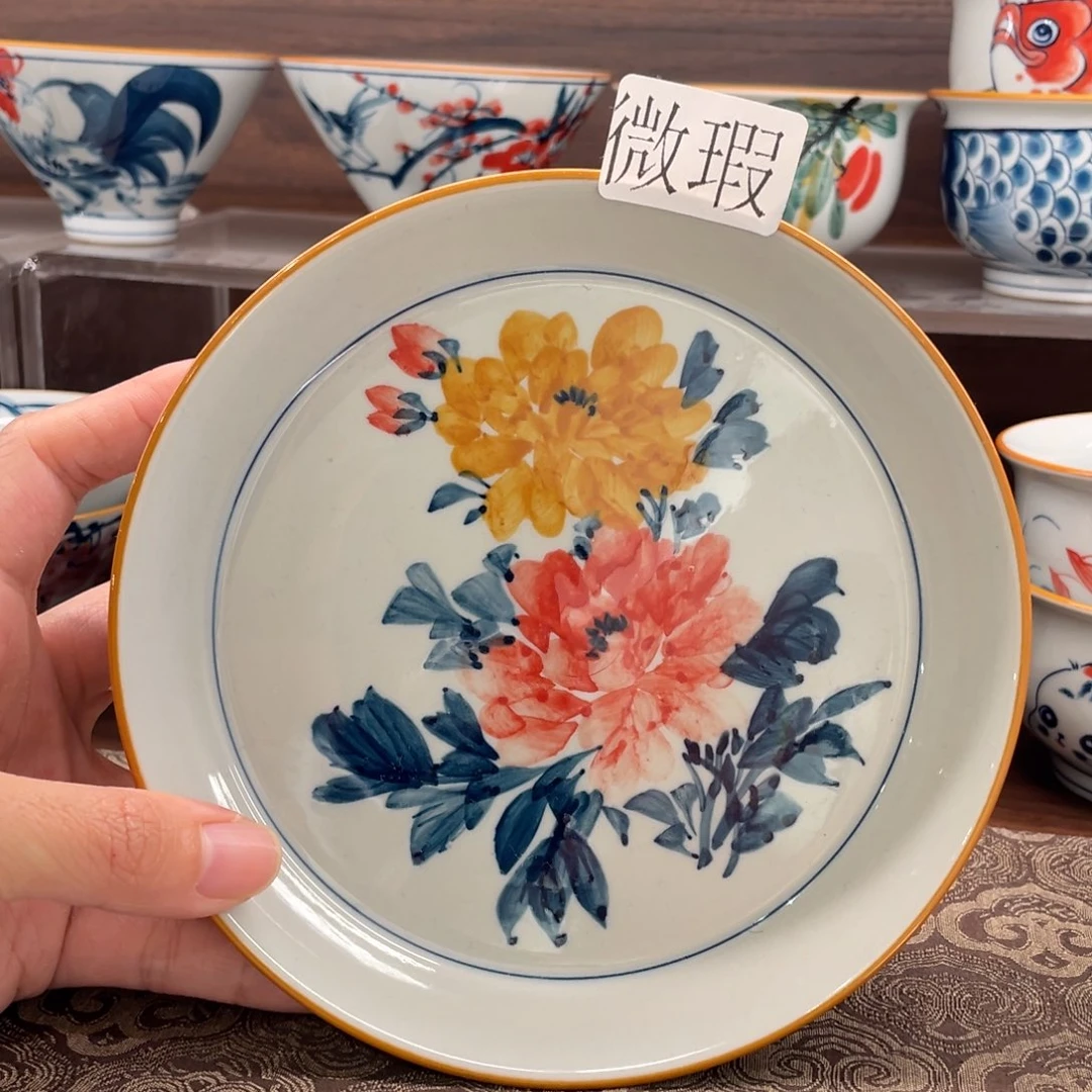 釉下手绘茶具微瑕