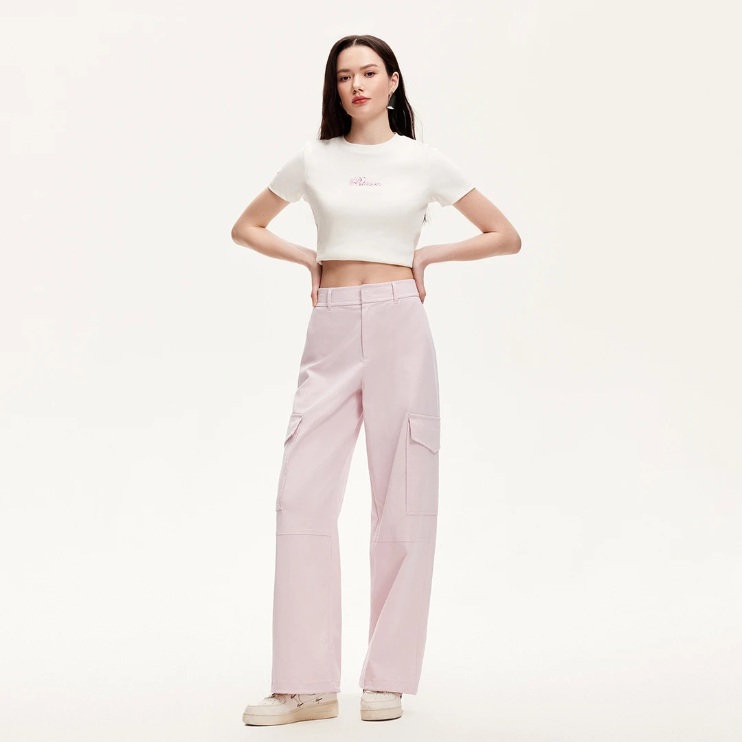 Vero Moda休闲裤2025夏日穿搭新款方形翻盖口袋阔腿裤3252PL018