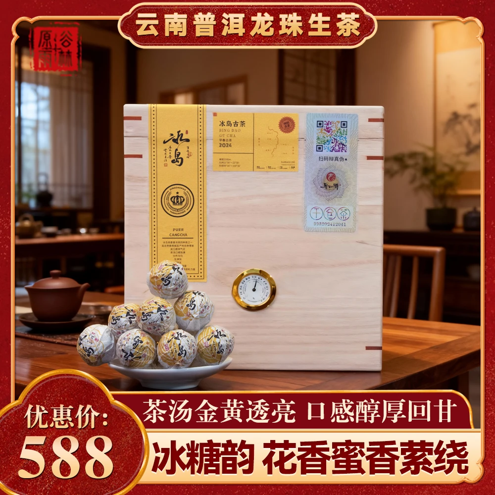 【原谷雨林】冰岛2024普洱茶生茶200年古树纯料龙珠收藏高级茶叶