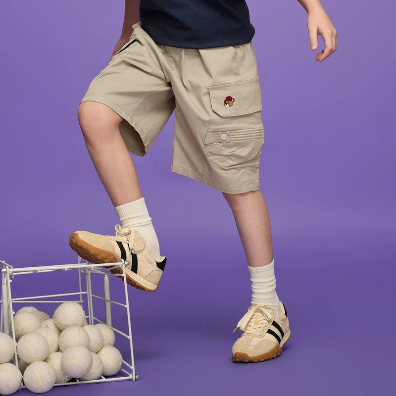 MQD童装2025夏季薄款透气休闲裤七分裤9652W1507