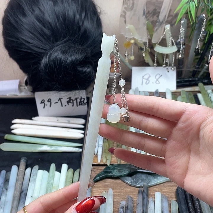 蛇纹石玉发饰合金